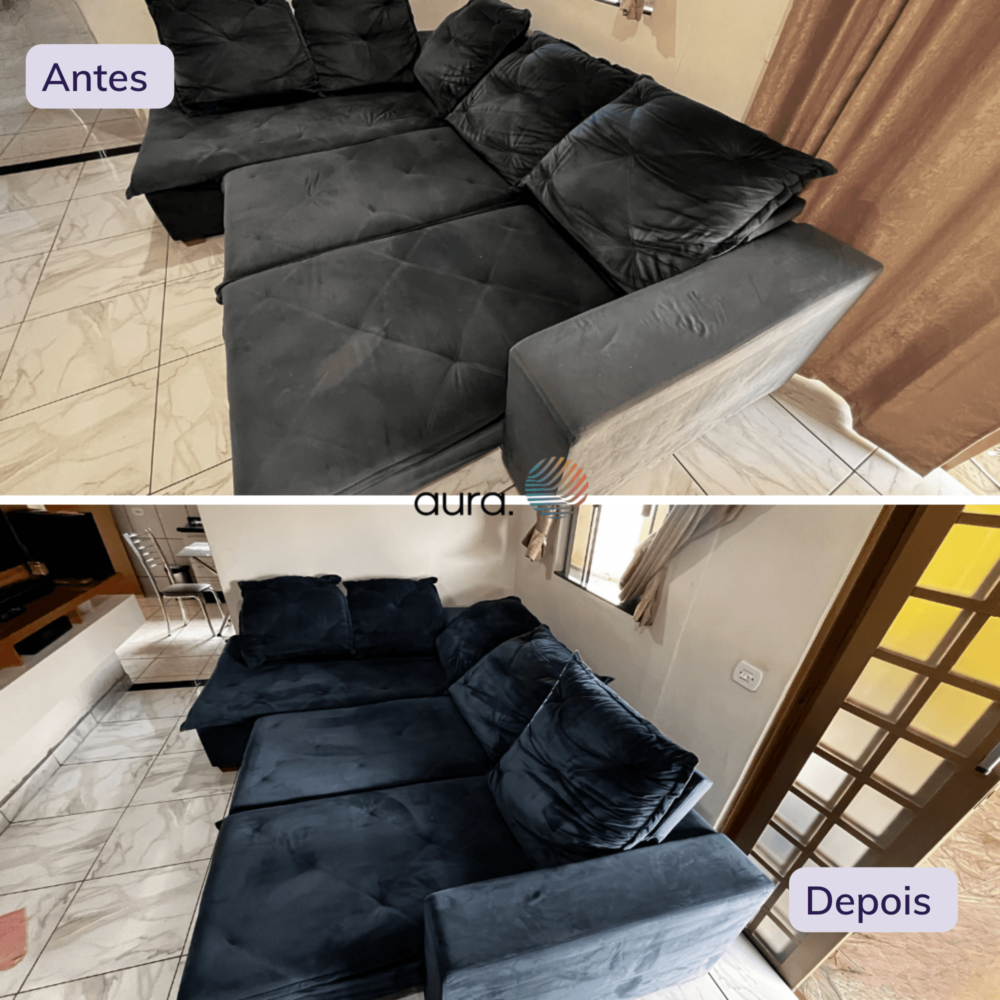 Lavagem a seco de sofá.